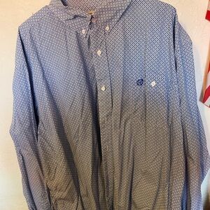 Blue Patterned Button-Up Shirt